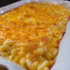 a casserole dish with macaroni and cheese