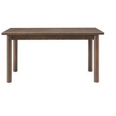 a wooden table with two legs and a brown finish on the top, against a white background