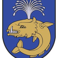 the coat of arms of an animal with water spouting out of it's mouth