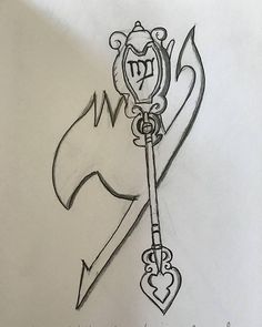 a drawing of an arrow with a heart on it