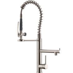 Brushed nickel professional faucet Contemporary Kitchen Decor, Single Hole Kitchen Faucet, Commercial Kitchen Faucet, Kitchen Fixture, Kitchen Faucet With Sprayer, Pull Out Kitchen Faucet, Faucet Design, Faucet Accessories, Pot Filler