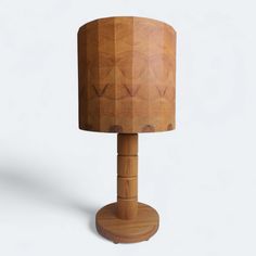 a wooden table lamp on a white background