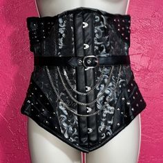 Nwot. Beautiful And Badass Steel Boned Corset. Size 26. Studs And Chains. Very Rock And Roll. Great For Cosplay Or Steampunk Look. Amazing For Role Playing In The Bedroom. Punk Goth Vibes. Steel Boned. Excellent Addition To Your Halloween Costume Black Punk Corset For Costume, Punk Party Corset With Corset Back, Black Punk Corset For Alternative Fashion, Black Punk Corset With Boned Bodice, European Gothic, Black Punk Overbust Corset, Brocade Corset, Goth Vibes, Goth Steampunk