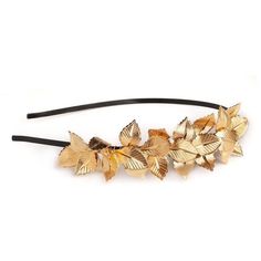 Grace your hair with a dazzling headband adorned with golden leaves that elegantly sway in the lively cascade of your locks. Each leaf exudes a whimsical touch of elegance, capturing the enchanting essence as they twirl in a harmonious dance. This accessory stands as a symbol of sophistication, infusing your every movement with a splendid and playful allure. Piece approximate measurements: entire headband measures 16" adorned part is 7" long, 2.5" at its widest and 0.5" at its tallest Style H038 Our products are meticulously handmade in our USA-based studio, ensuring quality craftsmanship. Materials - 24 karat gold plated brass leaves  - gold plated artistic wire - black metal flexible headband Artfully hand-wired for enduring support, ensuring a timeless and steadfast elegance that stands Fall Crown, Nature Wreath, Crown Simple, Gold Leaf Headband, Greek Flowers, Flower Girl Headpiece, Leaf Headband, Leaves Headband, Boho Leaves