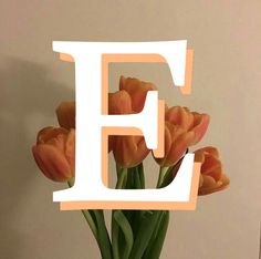 flowers in a vase with the letter f on it