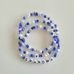 Grandma Blue Seed Bead Bracelet Set. Blue And White Colorway. Strung On Strong Stretch Cord. Layering Bracelets. Length: 7" Ships Next Business Day Offers Are Welcome Mother's Day, Gift For Her, Present, Grandmother, Grand Mom, Boho, Bohemian, Casual, Arm Candy Jewelry Sale Buy 2 Get 1 Free Buy 4 Get 2 Free Bundle And Save Simple Seed Bead Bracelets, Beaded Bracelets Blue, Seed Beaded Bracelets, Blue Friendship Bracelet, Seed Beads Bracelets, Swift Bracelets, Tiny Bead Bracelet, Grandma Bracelet, Layering Bracelets