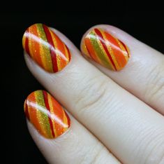 Stripes Nails, Orange Nail Art, Thanksgiving Nail Designs, Thanksgiving Nail Art, Thanksgiving Nail, Explore Dream Discover, Fall Manicure, Fall Nail Art Designs, Stripped Nails