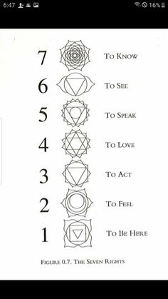 the seven chakras are arranged in different styles and sizes, with numbers on each side