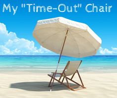 the best kind of therapy is beach therapy with an umbrella and chair in the sand