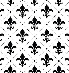 a black and white fleur de lis pattern