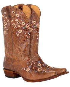 PRICES MAY VARY. Genuine Leather 12&Quot; Shaft Height Snip Toe Pull Tabs Allover Brown With Multicolor Floral Embroidery Crafted from genuine leather, these boots blend durability and style flawlessly. With a 12" shaft height and a snip toe, they offer a classic western silhouette. The convenient pull tabs make them easy to slip on and off. The allover brown design is beautifully adorned with multicolor floral embroidery, adding a touch of vibrant charm. The western heel and leather outsole wit Classic Black Boots, Country Shoes, Shoes 2021, Womens Cowgirl Boots, Bota Country, Boots Thick, Wedding Boots, Boots Square Toe, Roper Boots