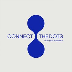 the logo for connect the dots from plan to delivery, which includes an hourglass