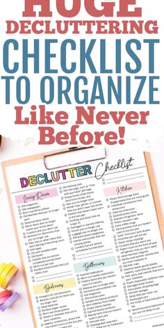 a printable checklist with the words, how to organize and declutter