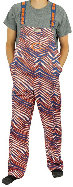 PRICES MAY VARY. 100% cotton, Liner- 60% cotton 40% polyester, Twil fabric Embroidered Chicago Bears graphics on the chest Elastic adjustable suspenders, Metal buttons attached Front chest pocket, 2 side pockets, 2 back pockets Graphics in the inside and pockets as well, Great for gameday or regular outdoor wear, Represent your team with pride with these Zebra Overalls. For over 27 years, the classic Zubaz products has stood out as the ultimate example of crazy style and unbelievable comfort. Lo Comfy Pants, Bib Overalls, Chicago Bears, Outdoor Wear, Lounge Pants, Metal Buttons, Suspenders, Jogger Pants, Chest Pocket