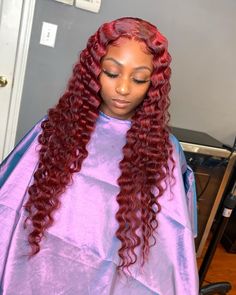 Deep Wave Brazilian Hair, Hair Colorful, Red Curly Hair, Chinese Hair, Braids With Curls, Front Lace Wigs Human Hair