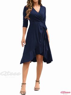 Qteee - Stylish Pleated Dress with Belted Waist, Split Hem, and Solid Color Casual Wrap Dress, Backless Evening Dress, Fall Wedding Guest Dress, Casual Belt, Wrap Midi Dress, Midi Cocktail Dress, Pleated Maxi Dress, Pleated Maxi, Pleated Midi Dress