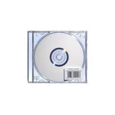 an empty cd case on a white background with a barcode in the middle and bottom corner