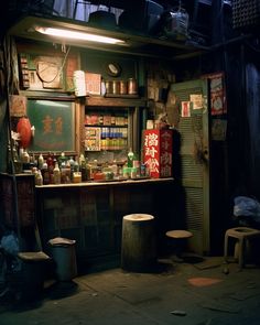 an old shop with many items on the counter