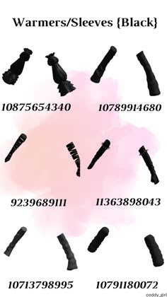 the different types of brushes are shown in black and pink colors, with numbers on each side