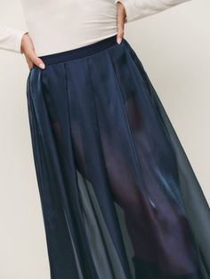 Wear the skirt. Shop the Zarina Skirt from Reformation, a sheer high-rise midi skirt with pleated panels. Work Wear Outfits, Vintage Inspired Dresses, Inspired Dress, Outerwear Sweater, New Tops, Skirt Pants, Vintage Collection, New Dress, Midi Skirt