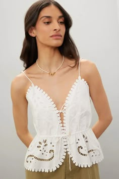 Rent Liat Embroidery Cami Top by Sea New York only at Rent the Runway. Tablecloth Upcycle, City Outfits, Sea New York, Rent The Runway, Embroidery Fashion, Fashion Design Clothes, Girls Fashion Clothes, Top Sleeveless, Cotton Top