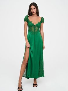 Julie Tuzet, Green Cocktail Dress, Silk Bottoms, Corded Lace, Perfect Pink, Satin Maxi Dress, For Love & Lemons, Maxi Dress Green, Satin Skirt