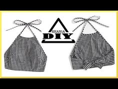 two pieces of black and white checkered swimsuit with the words shanna diy on