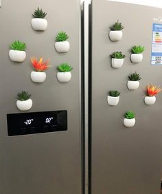 the refrigerators are decorated with succulents and plants on them for decoration