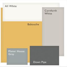 the color scheme for an all white house with gray and yellow accents is shown in three different colors