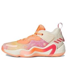 the adidas basketball shoe in pink and orange is on sale for $ 599