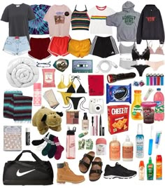 Camping Aesthetic Outfits, Summer Camp Outfits, Summer Camp Packing, Summer Camp Aesthetic, Road Trip Bag, Camp America, Summer Camping Outfits, Road Trip Kit, Things To Pack