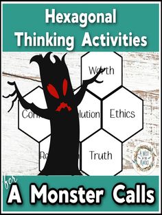 a poster with the words, hexagonal thinking activities and an image of a tree