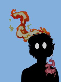 the silhouette of a man with a dragon on his head