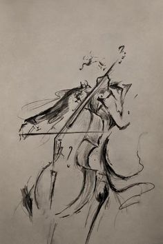 a drawing of a woman playing the violin