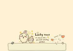 a cartoon bunny and rabbit holding hands on top of a sign that says lucky event