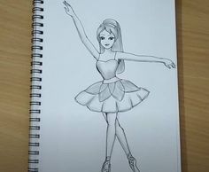 a drawing of a ballerina girl in a tutu and leotard dress