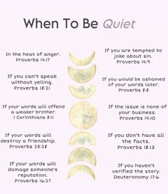 a poster with the words when to be quiet