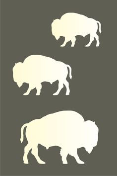 three white buffalo silhouettes on a gray background