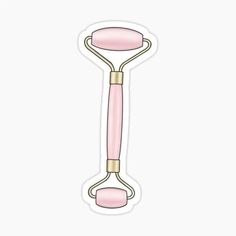 a pink electric toothbrush sticker on a white background with gold trimmings