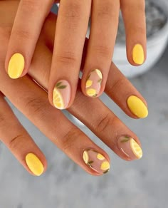 25 Fun Fruit Nails To Try If You're Ready For Summer Nails For Italian Summer, Subtle Tropical Nails, Pink Lemon Nails, Nail Desine, Lemon Nails, Unghie Sfumate, Yellow Nails Design, 2024 Nails, Nagel Tips