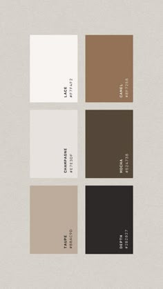 four different shades of brown, white and black are on the same color swatches