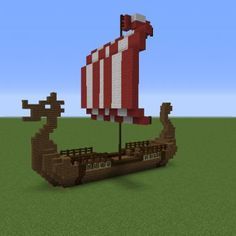 Viking / Nordic Long Boat - GrabCraft - Your number one source for MineCraft buildings, blueprints, tips, ideas, floorplans! Minecraft Minecart Track Ideas, Minecraft Ship, Villa Minecraft, Minecraft Building Blueprints, Construction Minecraft, Minecraft Building Guide, Case Minecraft, Minecraft Decoration