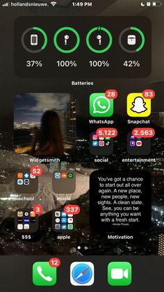 an iphone screen showing the time and location of different things in the city at night