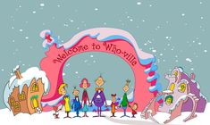 a group of people standing in front of a welcome sign with the words welcome to whittle on it