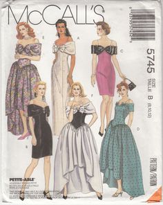 Drop Waist Gown, Vintage Clothes Patterns, Couture Mode, Mccalls Sewing Patterns, Couture Vintage, Straight Dress, Gathered Skirt, Mode Vintage, 80s Fashion