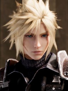 an anime character with blonde hair and blue eyes looking at the camera while wearing armor