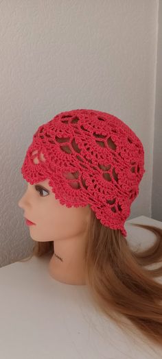 Cute Women's Crochet Summer hat Boho Girls summer hat Red summer skull hat 100% cotton tams hat Womens Summer Cotton beret Ladies lace summer hat Festival hat READY TO SHIP This women's summer hat is crochet in red colour and it is made of mercerized 100% cotton yarn. This women's hat is a great gift idea for a loved one or a smart purchase as a wardrobe accessory. Size best fit women's heads with 54-56 cm/ 21-22 inches head circumference. Length of hat 19 cm/ 7.5 inches. This hat is mashine was Adjustable Cotton Yarn Hats, Summer Hat With Crochet Lace, Beach Hat With Adjustable Crochet Lace, Spring Crochet Lace Hat, Summer Cotton Crochet Hat, Crochet Lace Hats For Summer Beach, Summer Beach Hat With Crochet Lace, Summer Beach Hats With Crochet Lace, Crochet Lace Summer Beach Hats