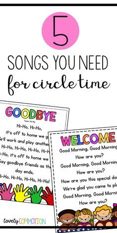 the 5 song you need for circle time is shown with text overlaying it