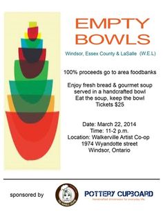 an advertisement for the empty bowls event