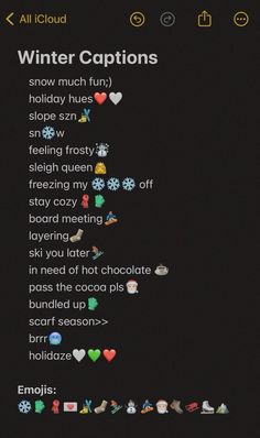 the text is written in different languages on a cell phone, and it appears to be winter captions